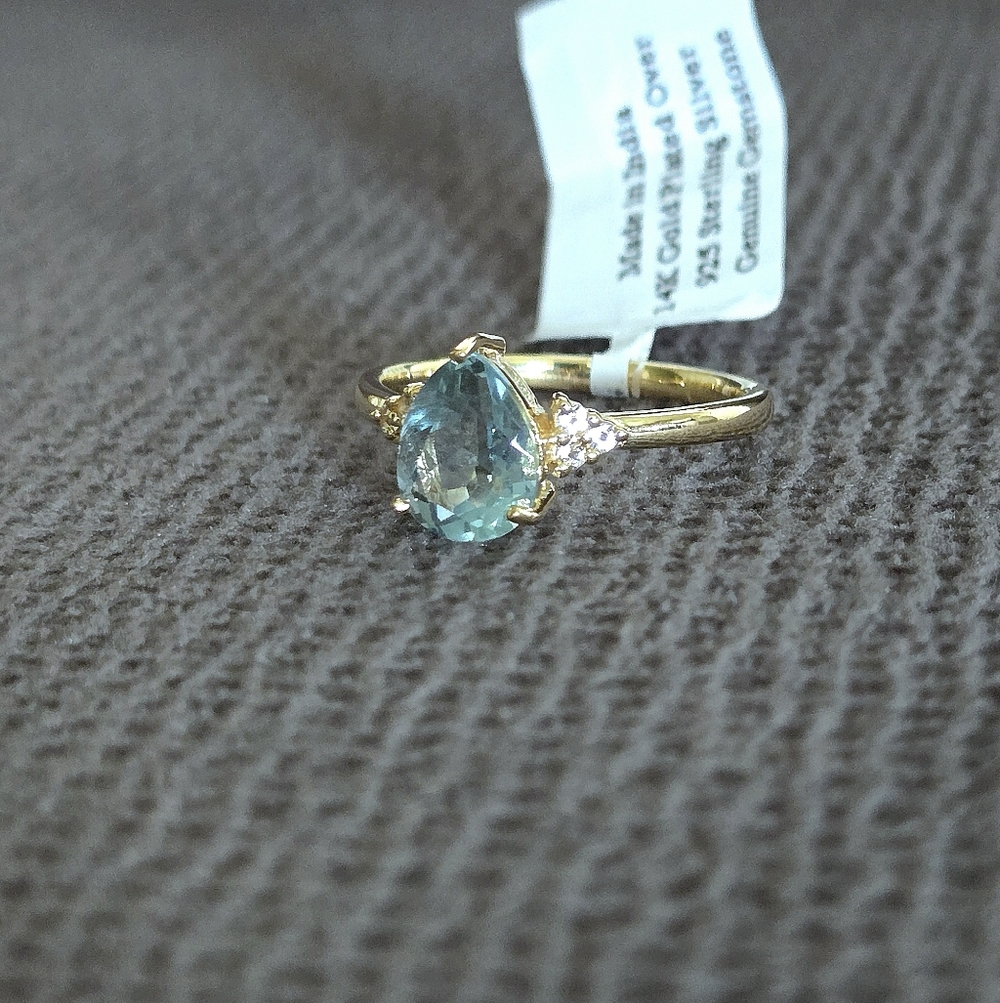 Shivam Green💚 Flourite Teardrop💧 with White Topaz Ring💍 - NWT - Picture 16 of 16